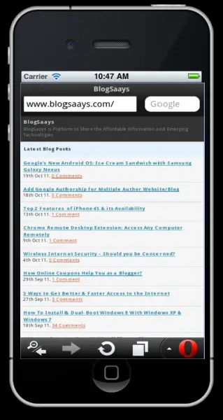 Mobile Website  on iPhone
