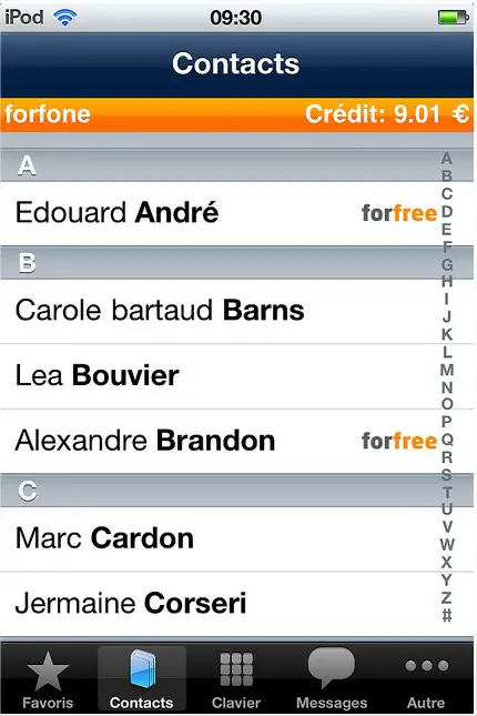 Managing Contacts in ForFone