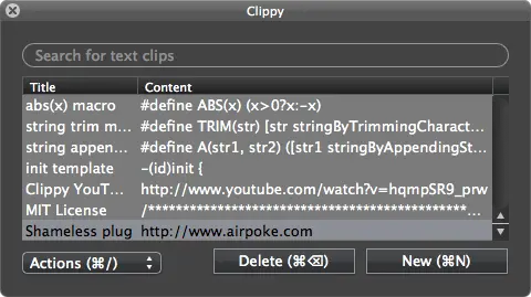 clippy  text clipping apps for MAC 