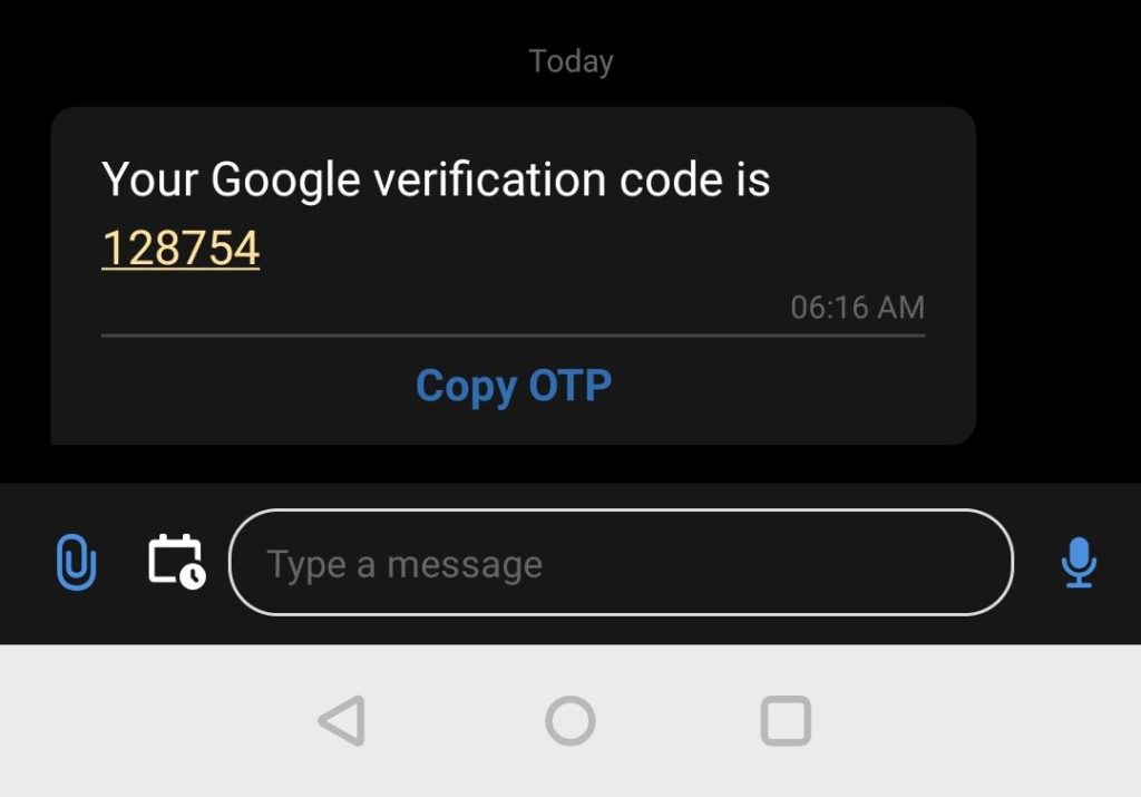 Confidential Mode Gmail received SMS