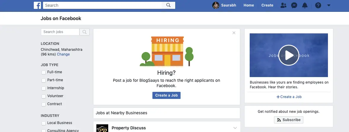 Facebook Jobs Marketplace