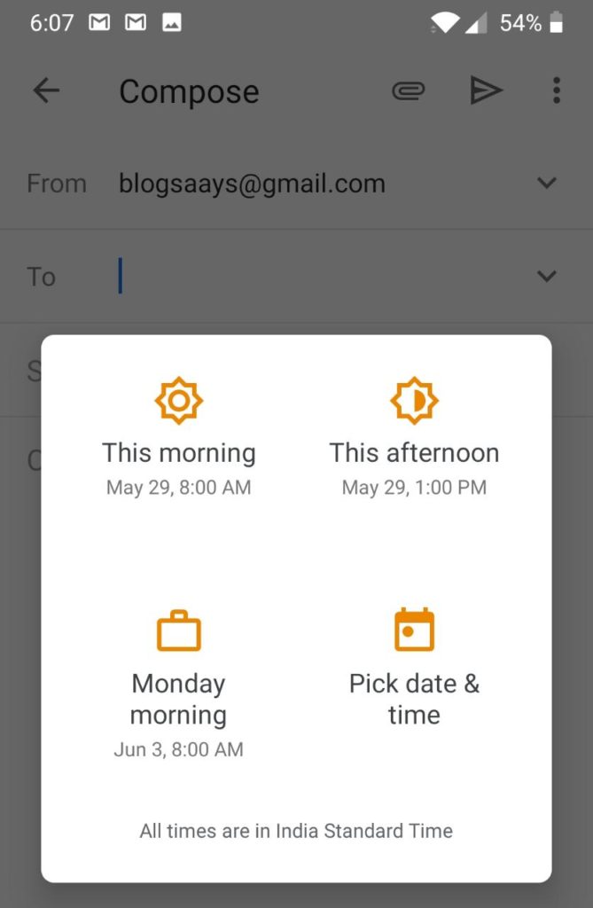 Gmail Email Scheduling-sent email