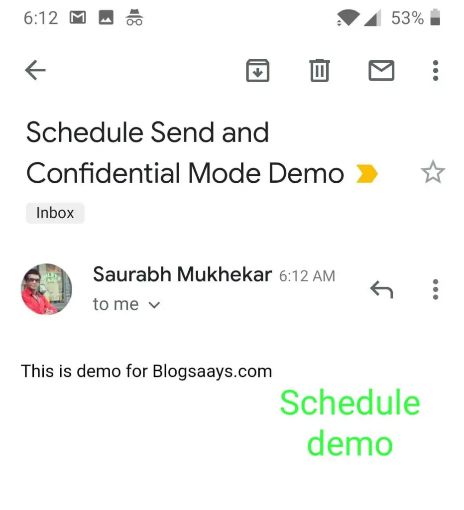 Gmail Email Scheduling-sent email