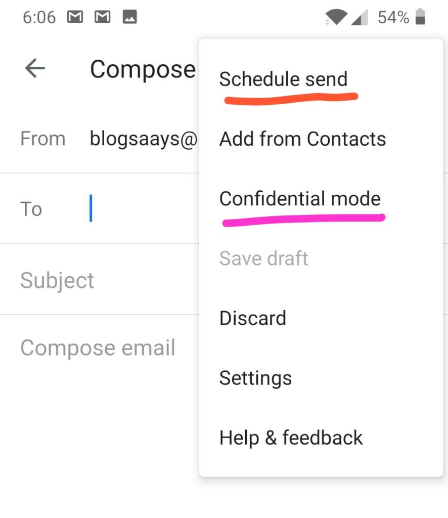 Gmail confidential mode and scheduling email