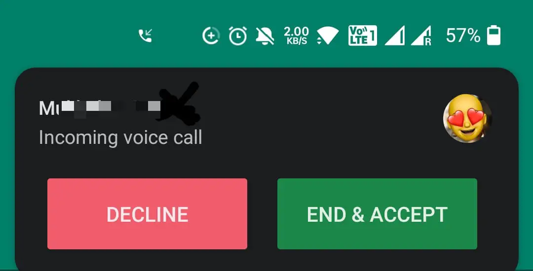 Whatsapp CallWaiting notification