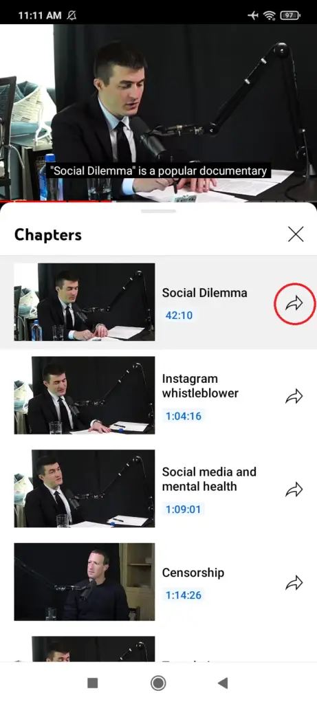 Youtube Video Chapters Share Button