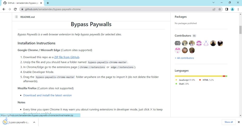 bypass paywalls chrome extension download ZIP