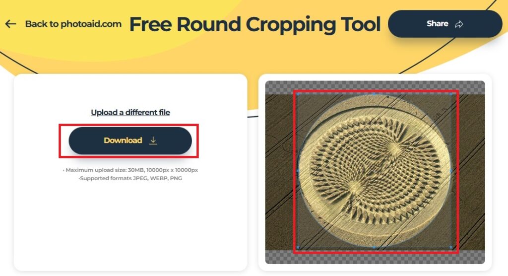 photoaid round cropping tool