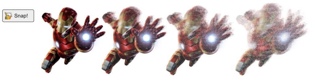 ironman avenger thanos snap effect on codepen