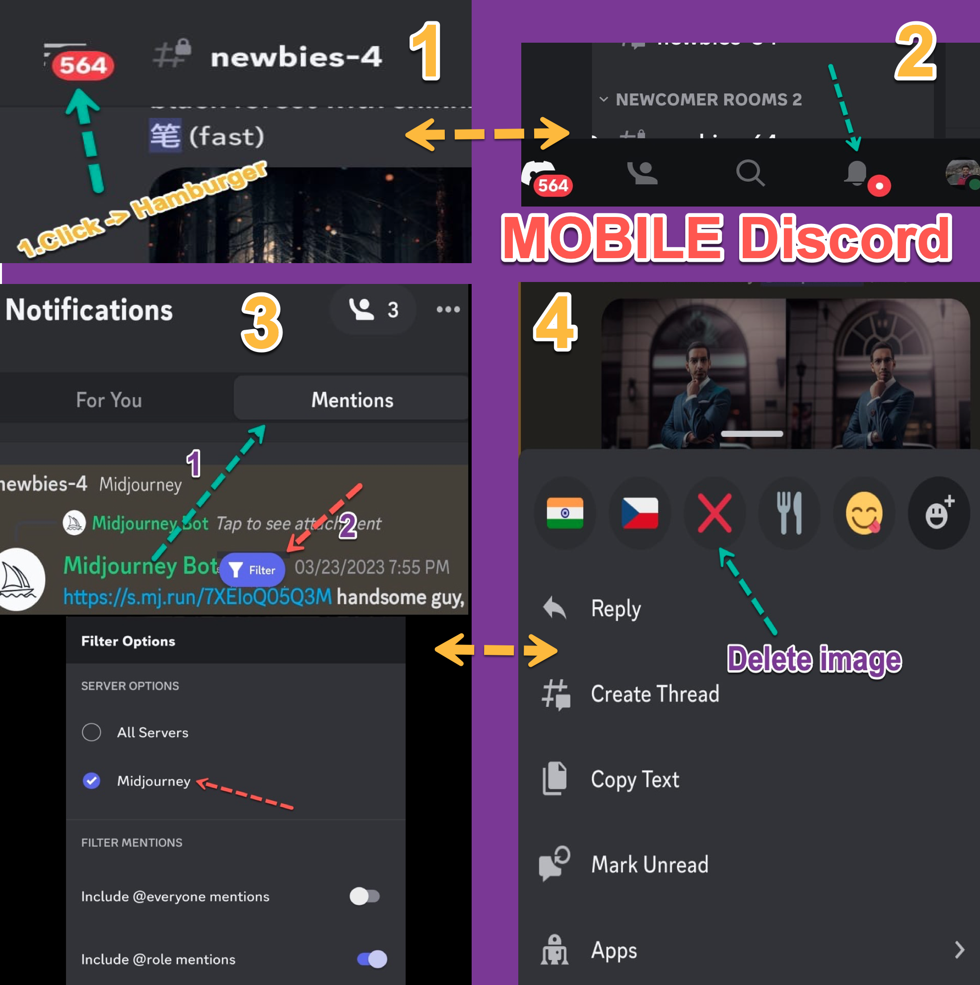 Midjourney finding images deleting image mobile discord
