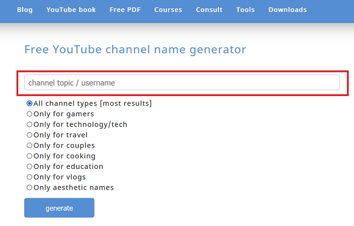 Social Video Plaza YouTube Channel Name Generator