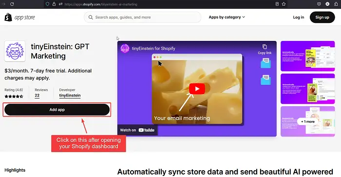 Automate your Shopify Email Marketing using TinyEinstine AI tool