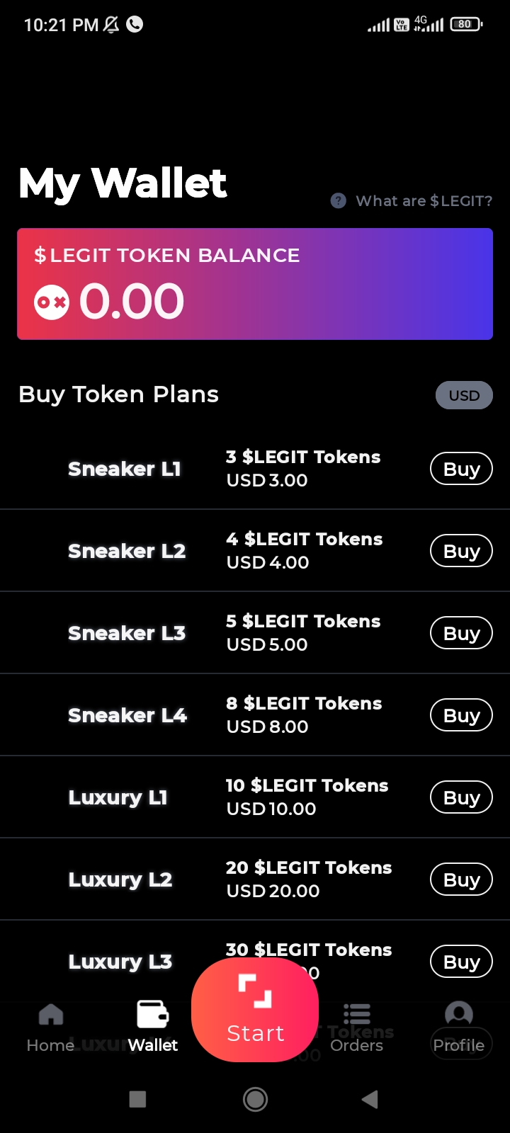 Wallet in LEGIT app