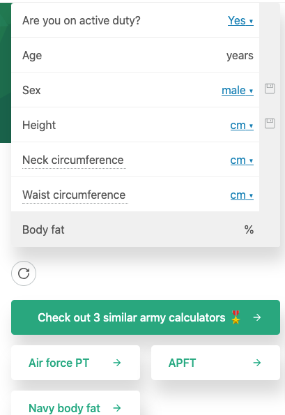 Army Body Fat Calculator Free-Omni