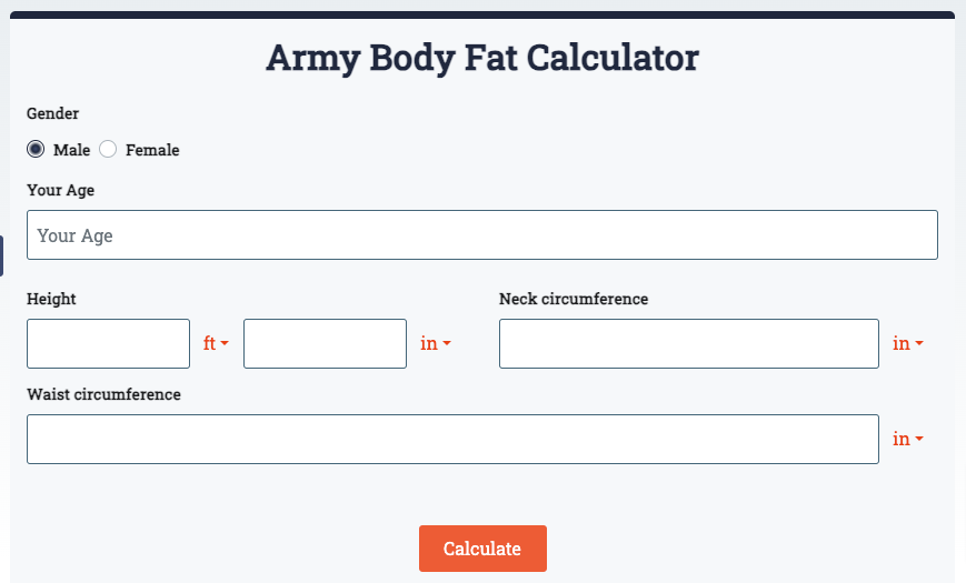 Army Body Fat Calculator Free-ecalculator