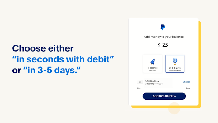 Add money from your bank to PayPal 3 to 5 days