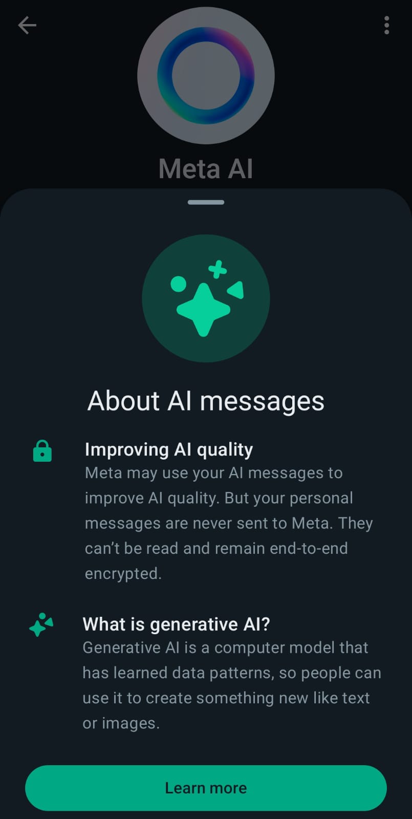 Meta generative AI whatsapp