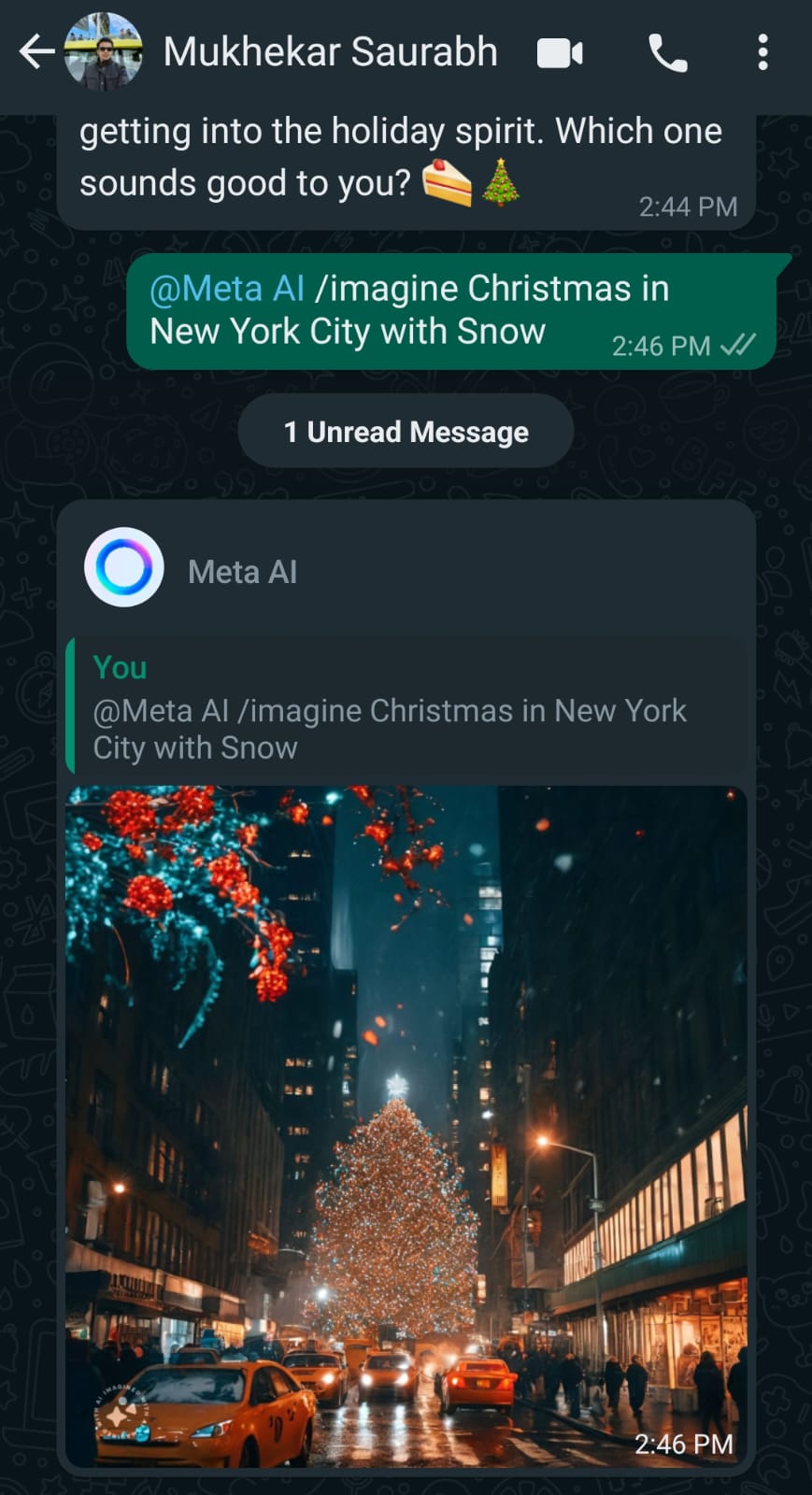 Whatsapp AI image prompt chatbot
