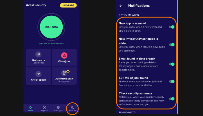 Fix Avast is running notifications on Android