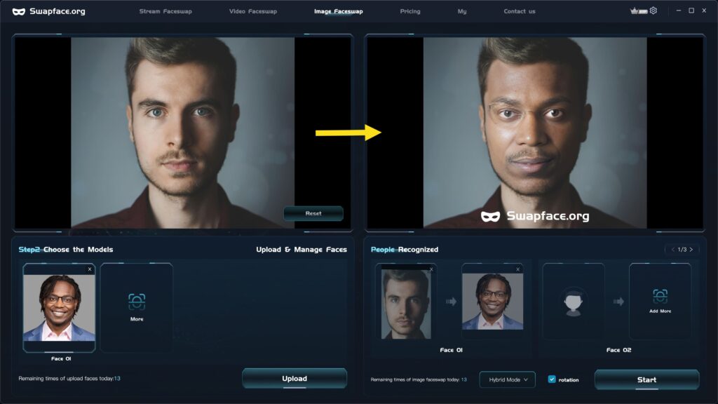 Image Faceswap using SwapFace-org